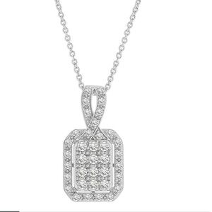 NWT DIAMOND Pendant and Chain Sterling 925 Silver 18”